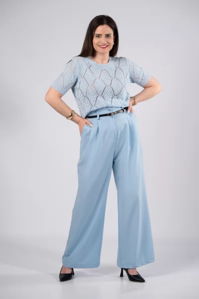 Pants Slim Belt Blue