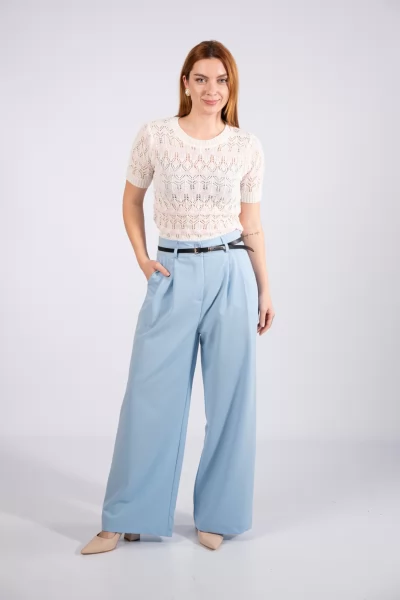 Pants Slim Belt Blue