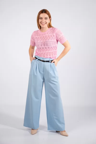 Pants Slim Belt Blue