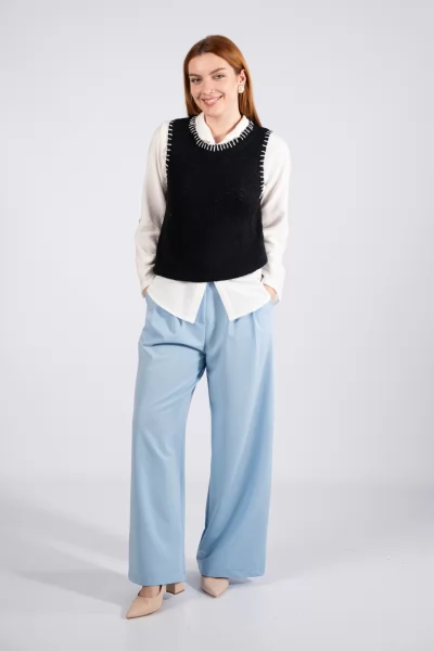 Pants Slim Belt Blue