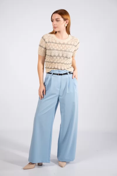 Pants Slim Belt Blue