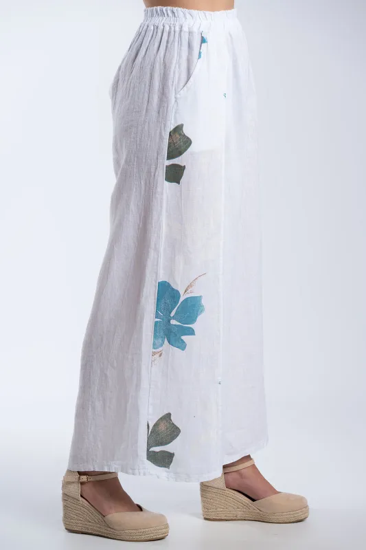 Παντελόνα Λινή Floral