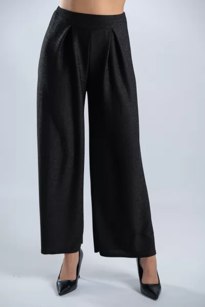 Παντελόνα Lurex Πιέτες Μαύρη