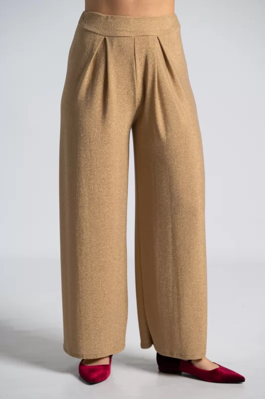 Trousers Lurex Pleats Beige
