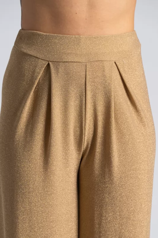 Trousers Lurex Pleats Beige