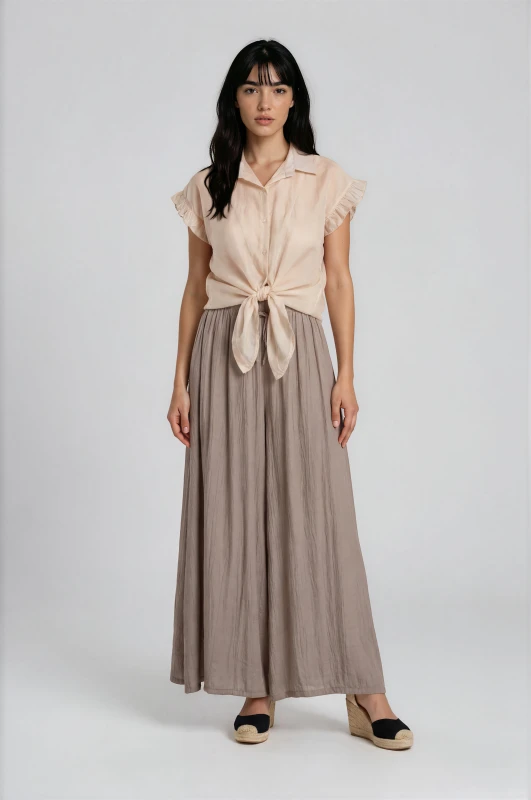 Solid-Color Pants Decorative Drawstring 