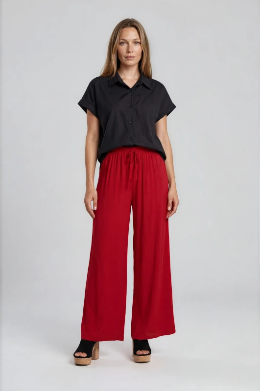 Solid-Color Pants Decorative Drawstring 
