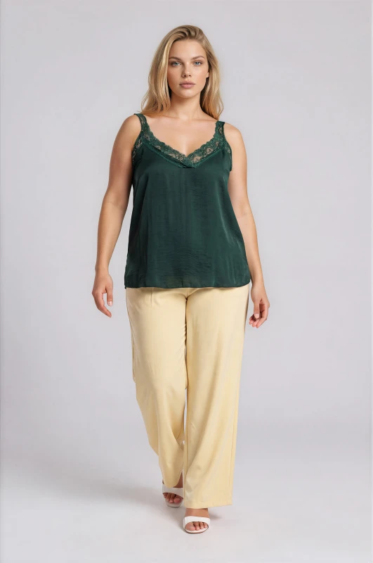 Pants Solid Color Bold Pleats 