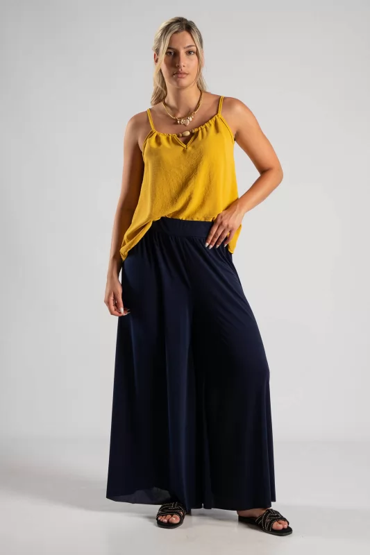 Pants Solid Color Elastic 