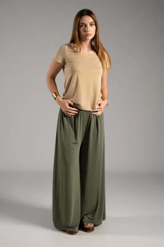 Pants Solid Color Elastic 