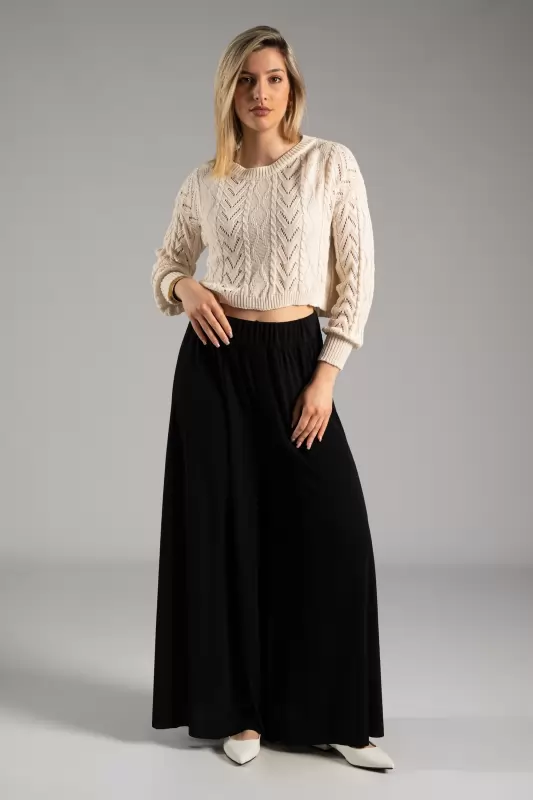 Pants Solid Color Elastic 