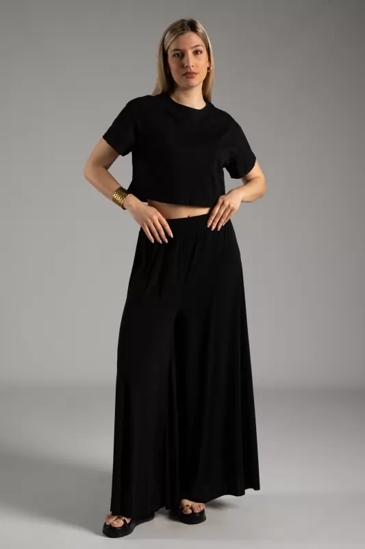 Pants Solid Color Elastic 