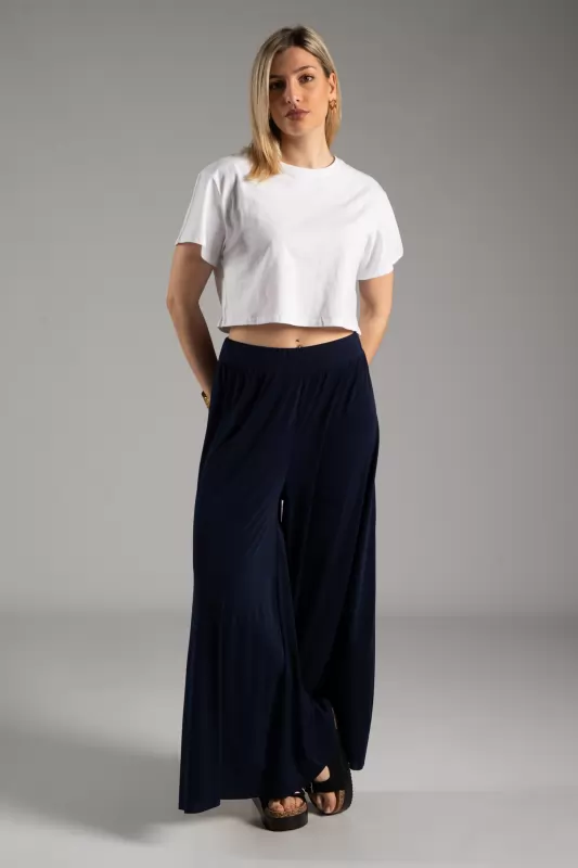 Pants Solid Color Elastic 