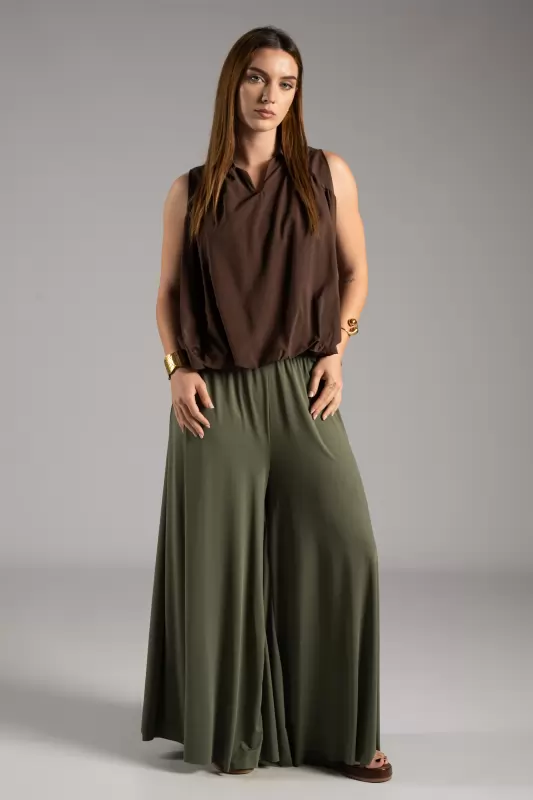 Pants Solid Color Elastic 