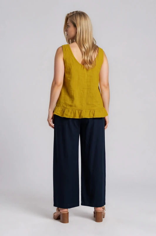 Pants Solid Color Wide Leg Pleats