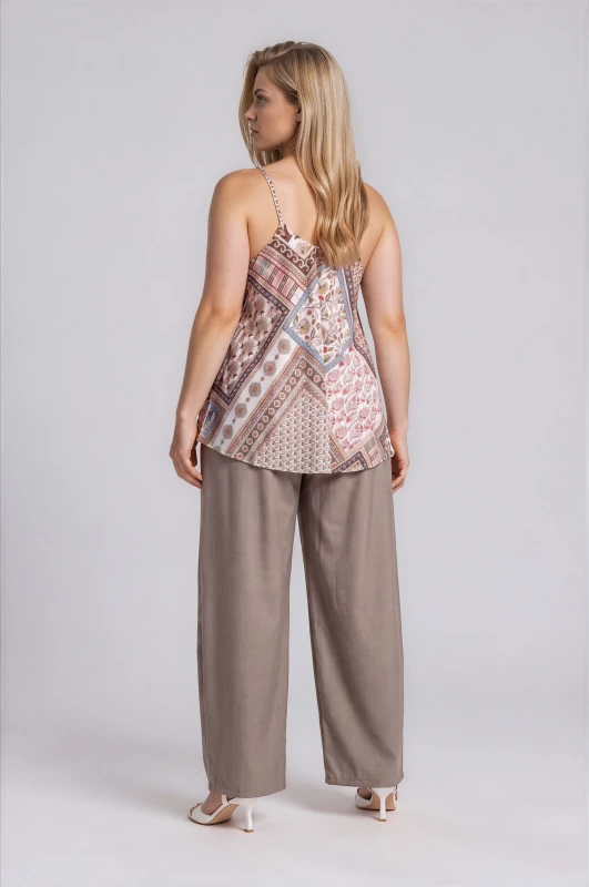 Pants Solid Color Wide Leg Pleats