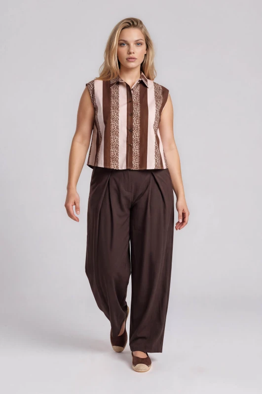 Pants Solid Color Wide Leg Pleats