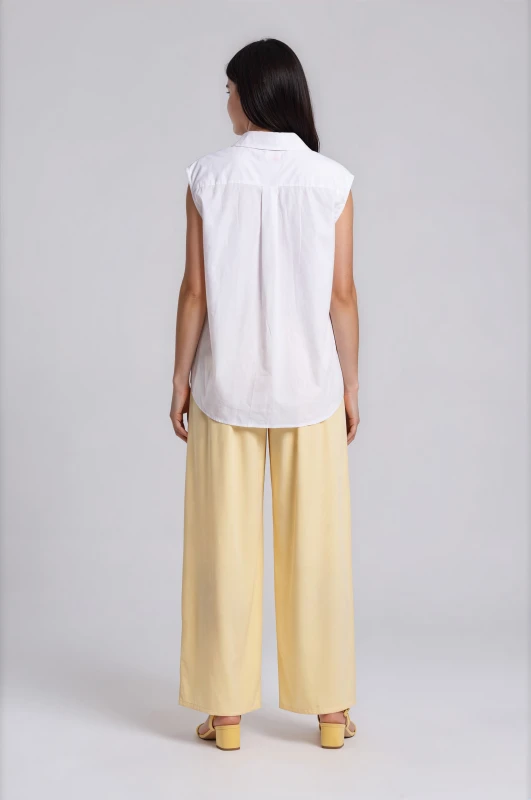 Pants Solid Color Wide Leg Pleats