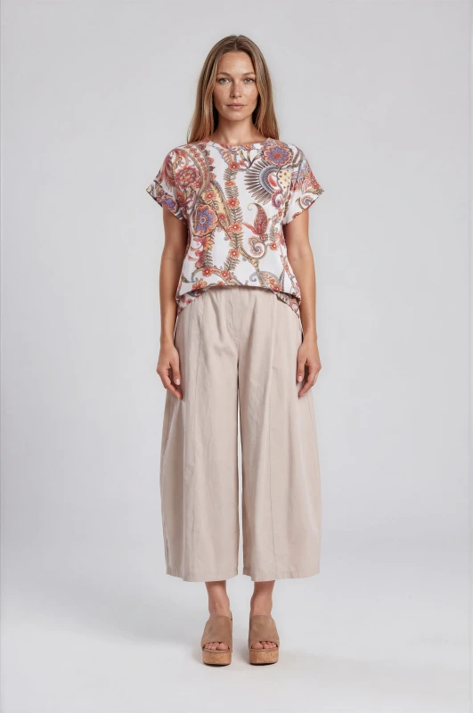 Pants Solid-Color Wide-Leg Belt