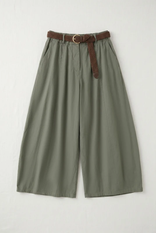 Παντελόνα Μονόχρωμη Wide Leg Ζώνη