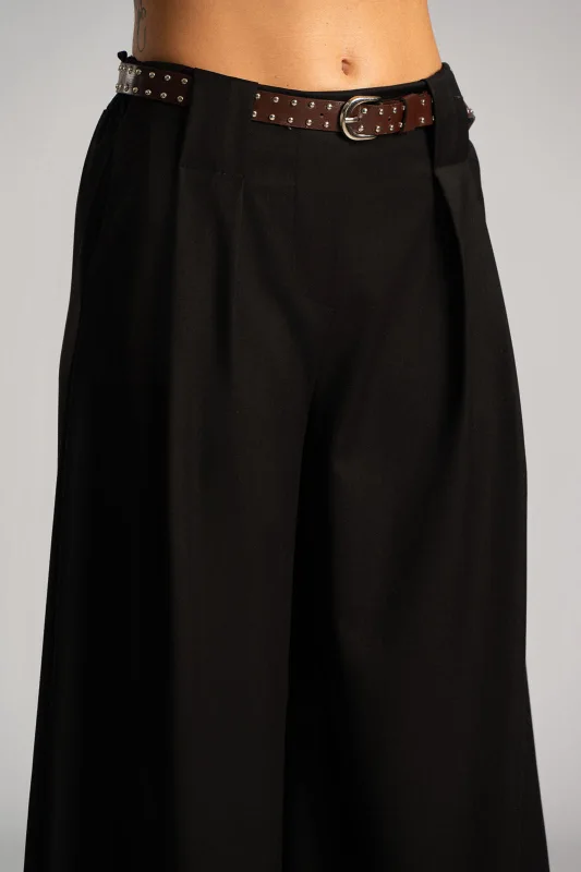 Pants Pleats Belt Trux