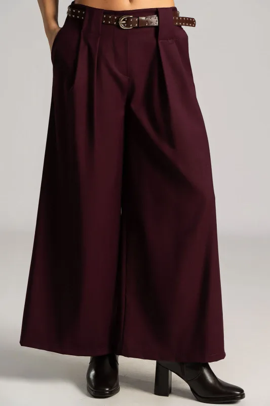 Pants Pleats Belt Trux