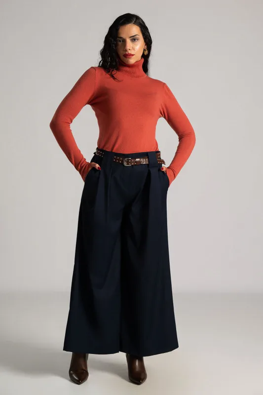 Pants Pleats Belt Trux