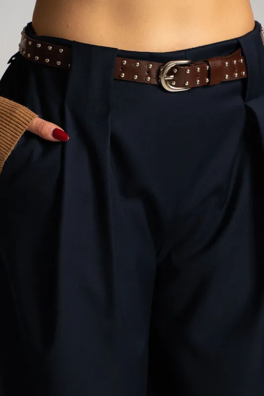 Pants Pleats Belt Trux