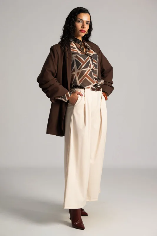 Pants Pleats Belt Trux