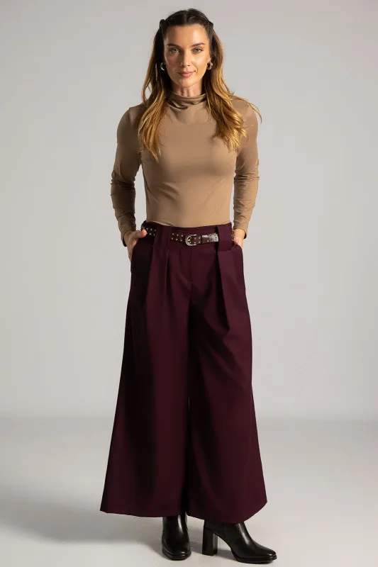 Pants Pleats Belt Trux