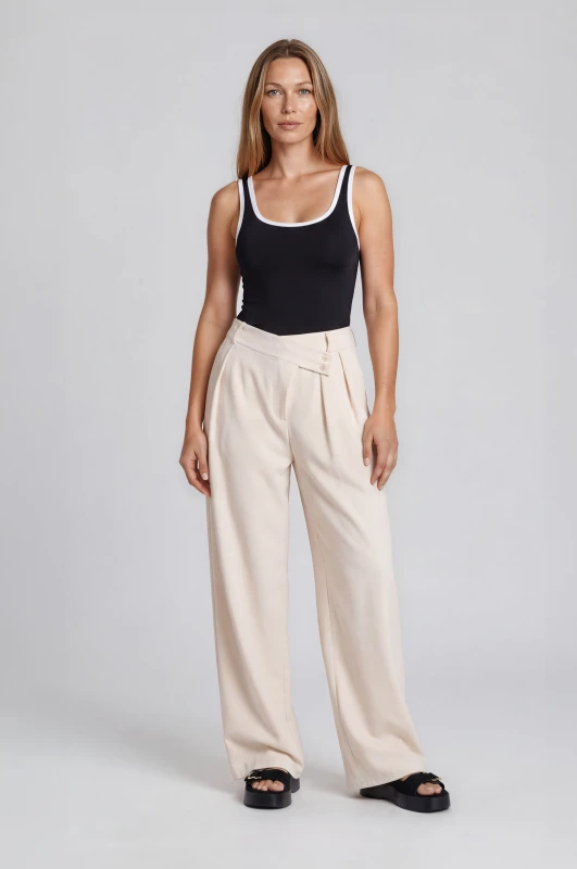 Pants Side Pleats Buttons