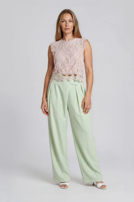 Pants Side Pleats Buttons