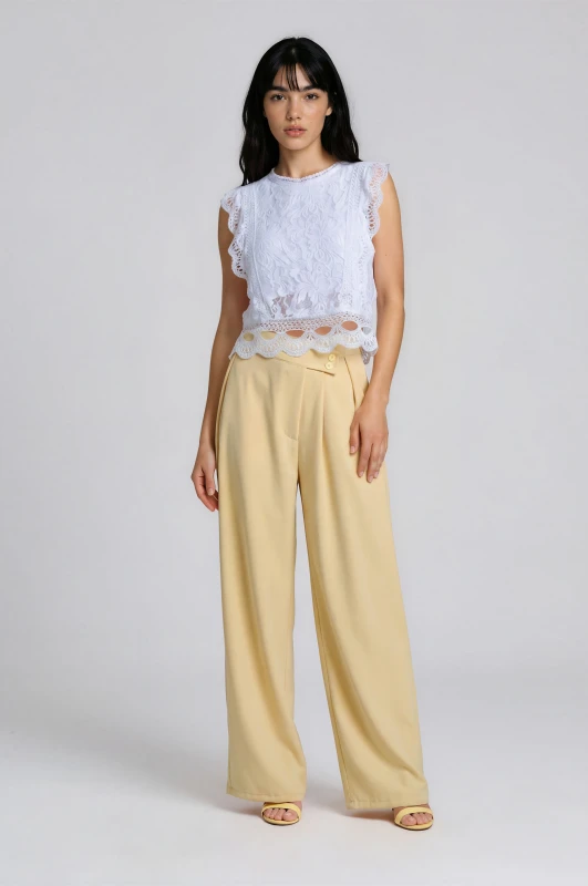 Pants Side Pleats Buttons