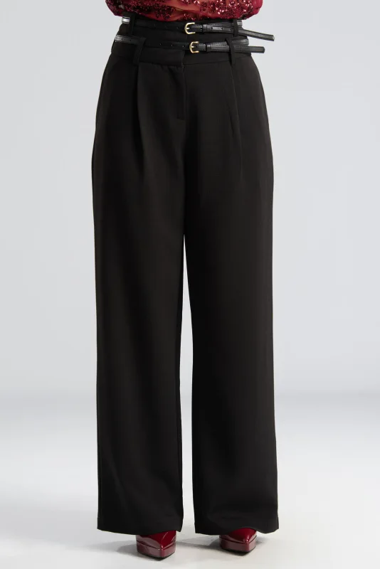 High-Waisted Double Belt Pants