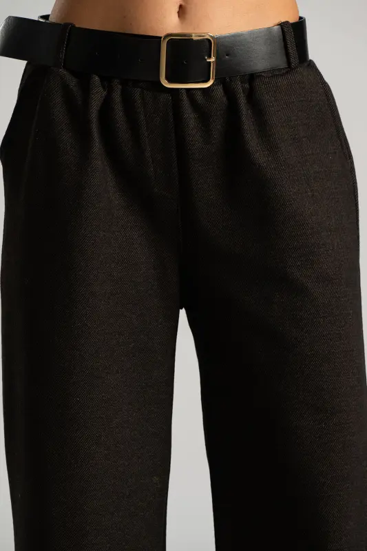 Pants Striped Leatherette Belt