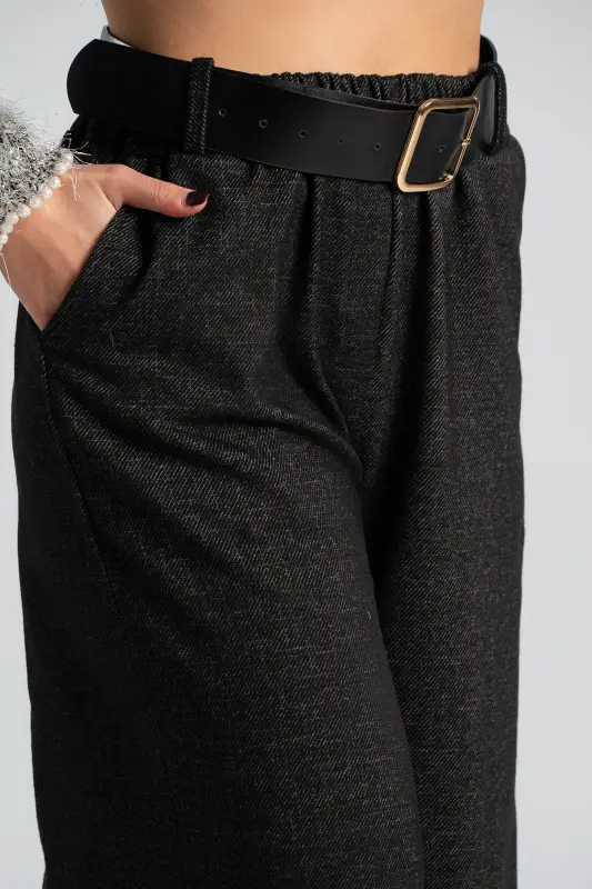 Pants Striped Leatherette Belt