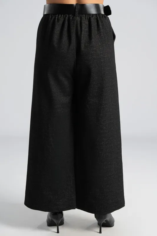 Pants Striped Leatherette Belt