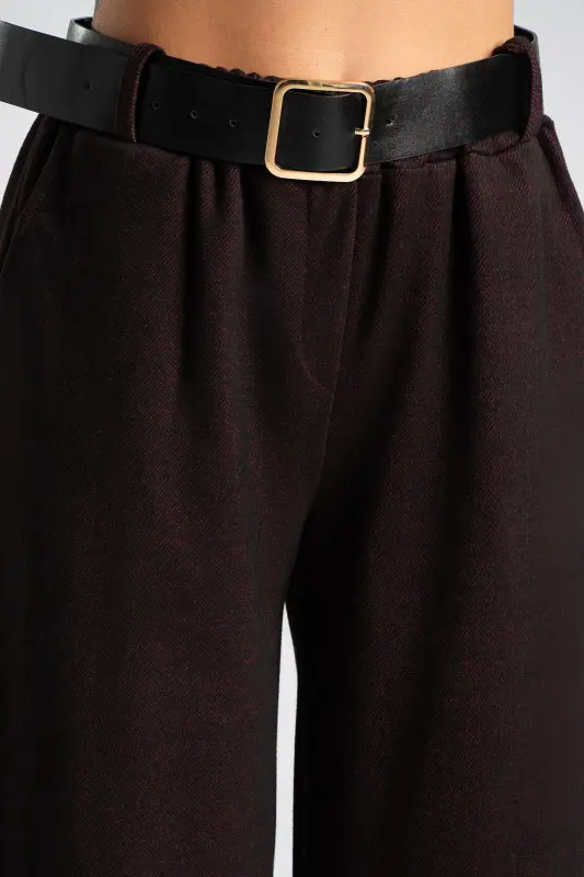 Pants Striped Leatherette Belt