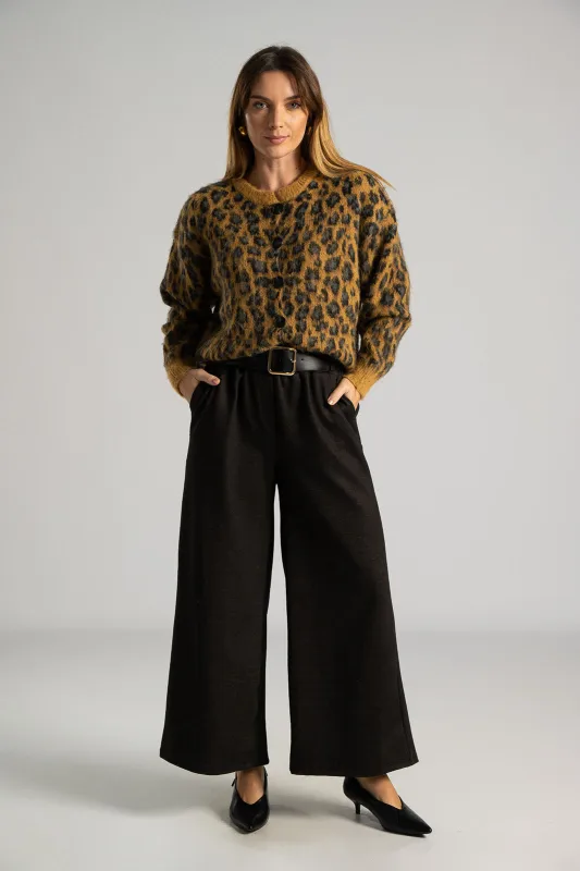 Pants Striped Leatherette Belt