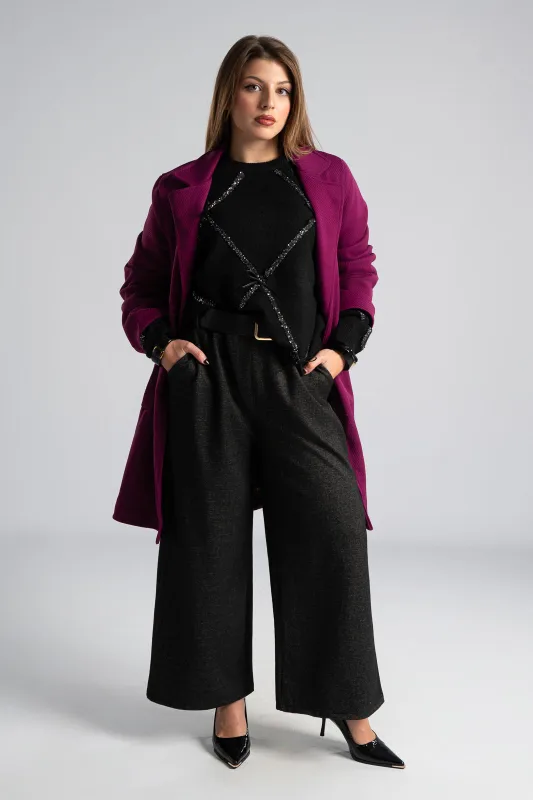 Παντελόνα Ριγωτή Δερματίνη Ζώνη