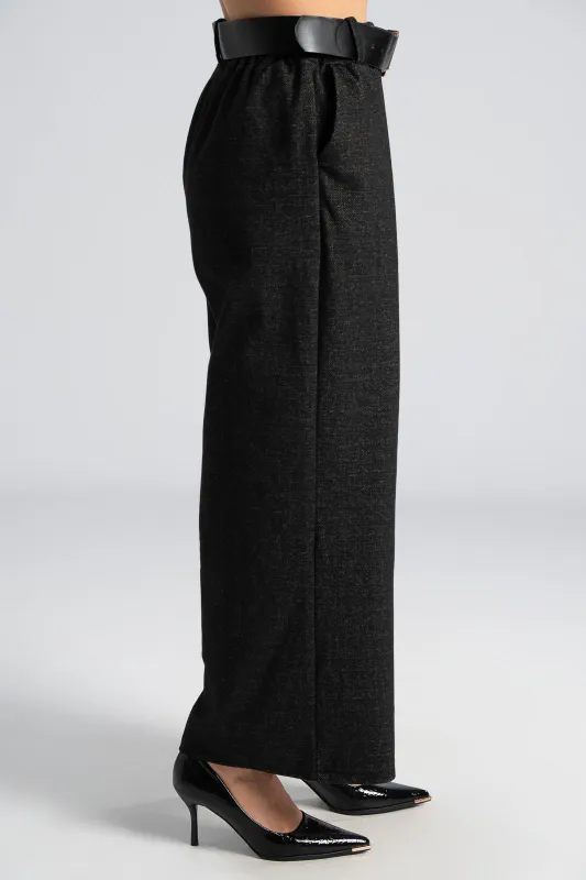 Pants Striped Leatherette Belt