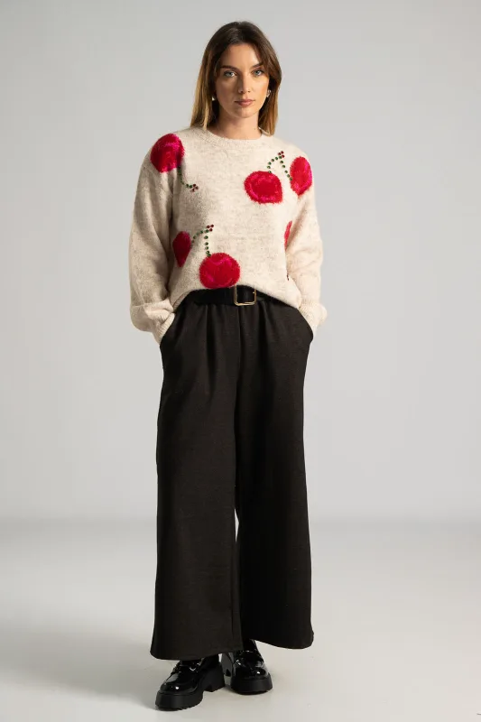 Pants Striped Leatherette Belt