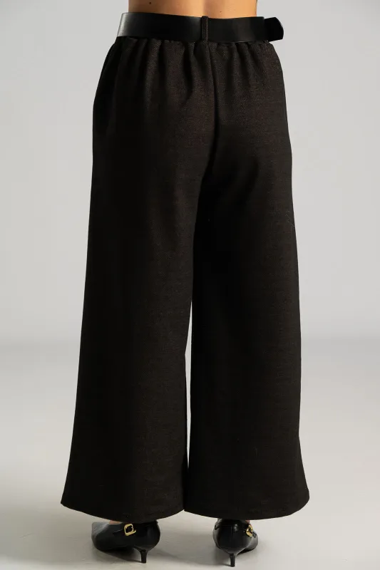 Pants Striped Leatherette Belt