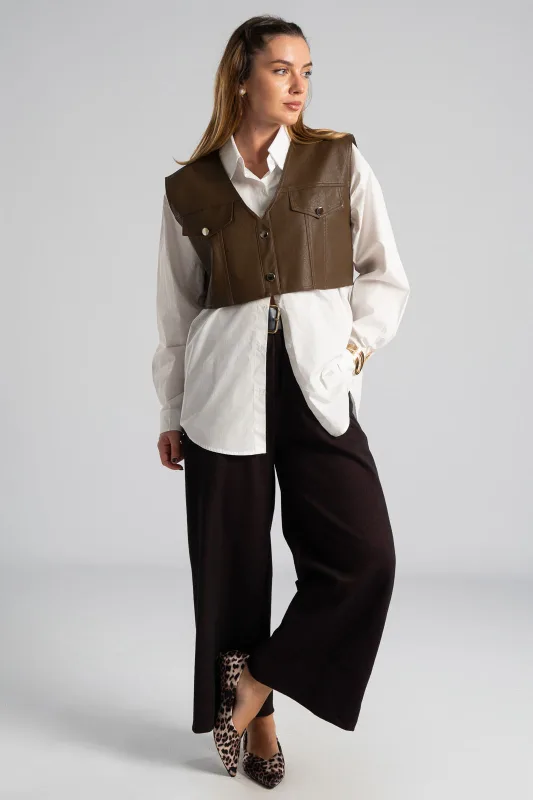 Pants Striped Leatherette Belt