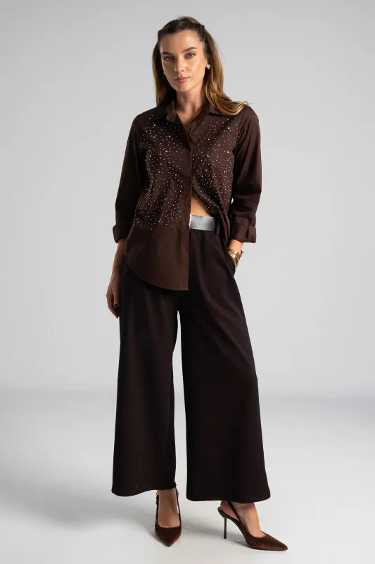 Pants Striped Leatherette Belt