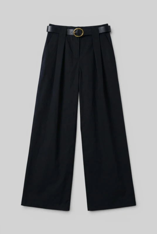Pants Cotton Solid-Color Belt 