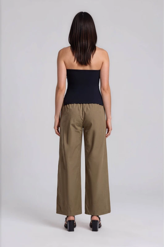 Pants Cotton Solid-Color Belt 