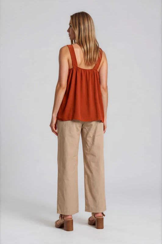 Pants Cotton Solid-Color Belt 