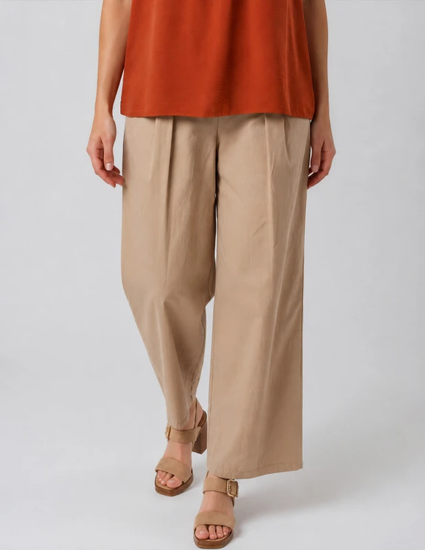 Pants Cotton Solid-Color Belt 
