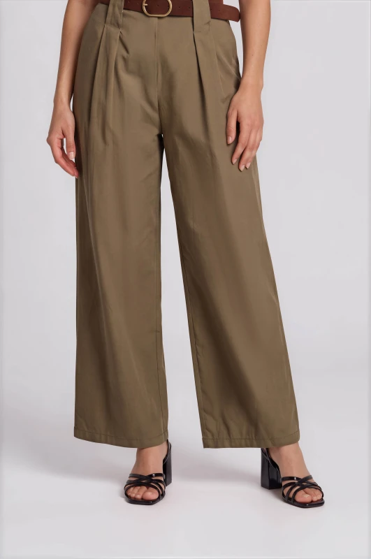 Pants Cotton Solid-Color Belt 